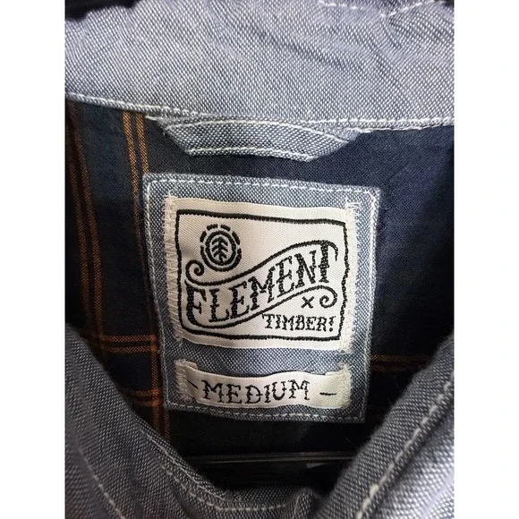 Element x Timber Button Up Shirt Mens M Chambray Workwear Skate - Picture 3 of 6